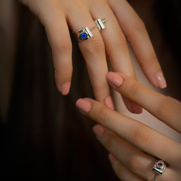 inel handmade piatra colorata contemporan unicat