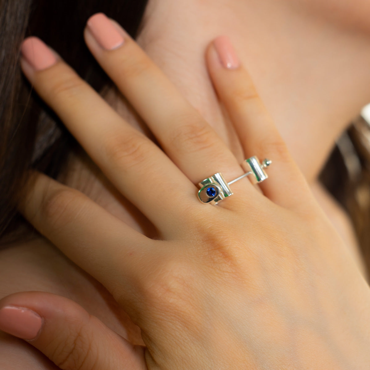 inel handmade elegant piatra albastra