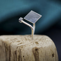 cadou handmade inel argint patrat