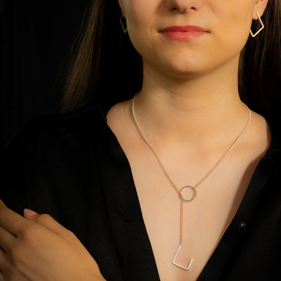 colier argint geomtric unicat minimalist