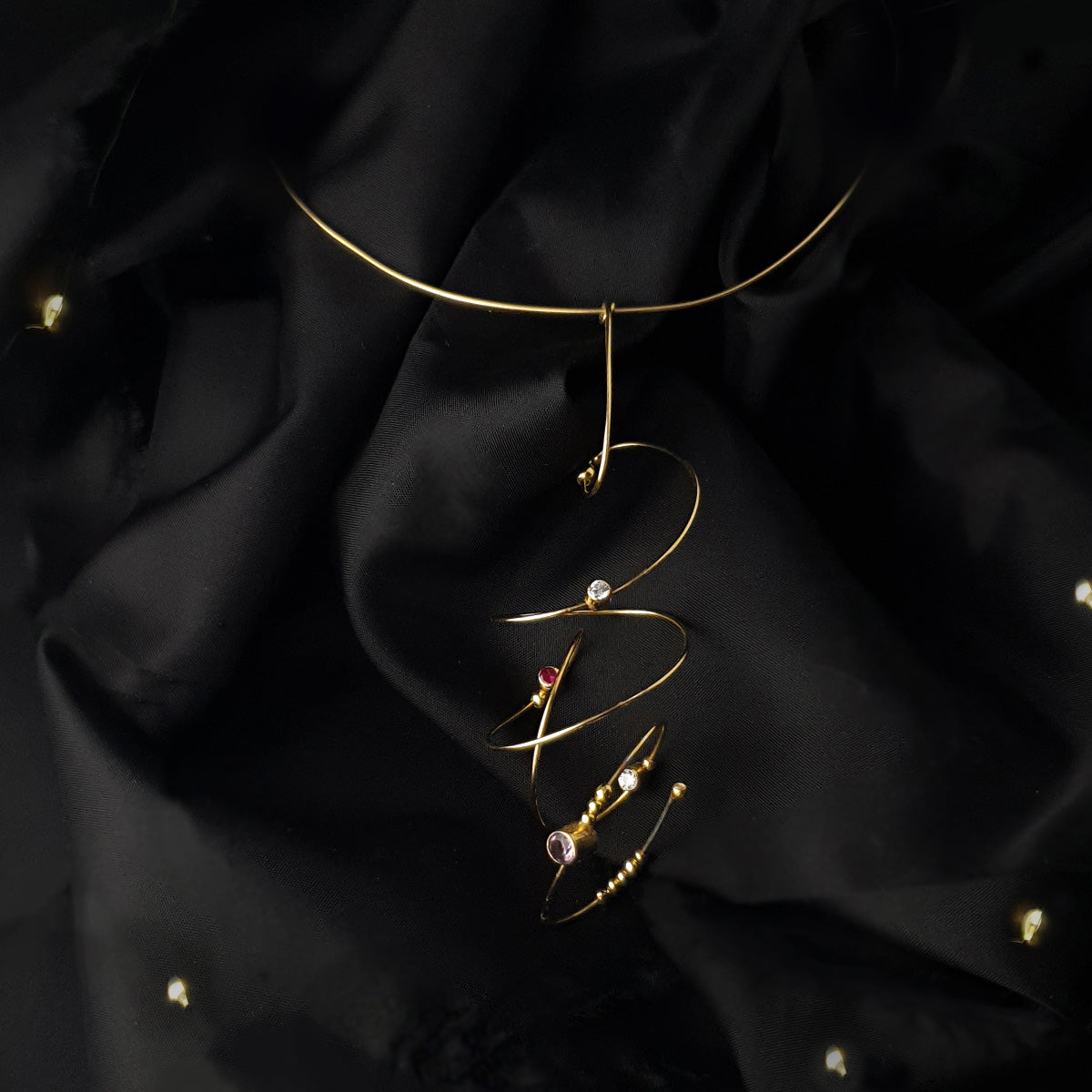 colier aur bijuterii granat ametist