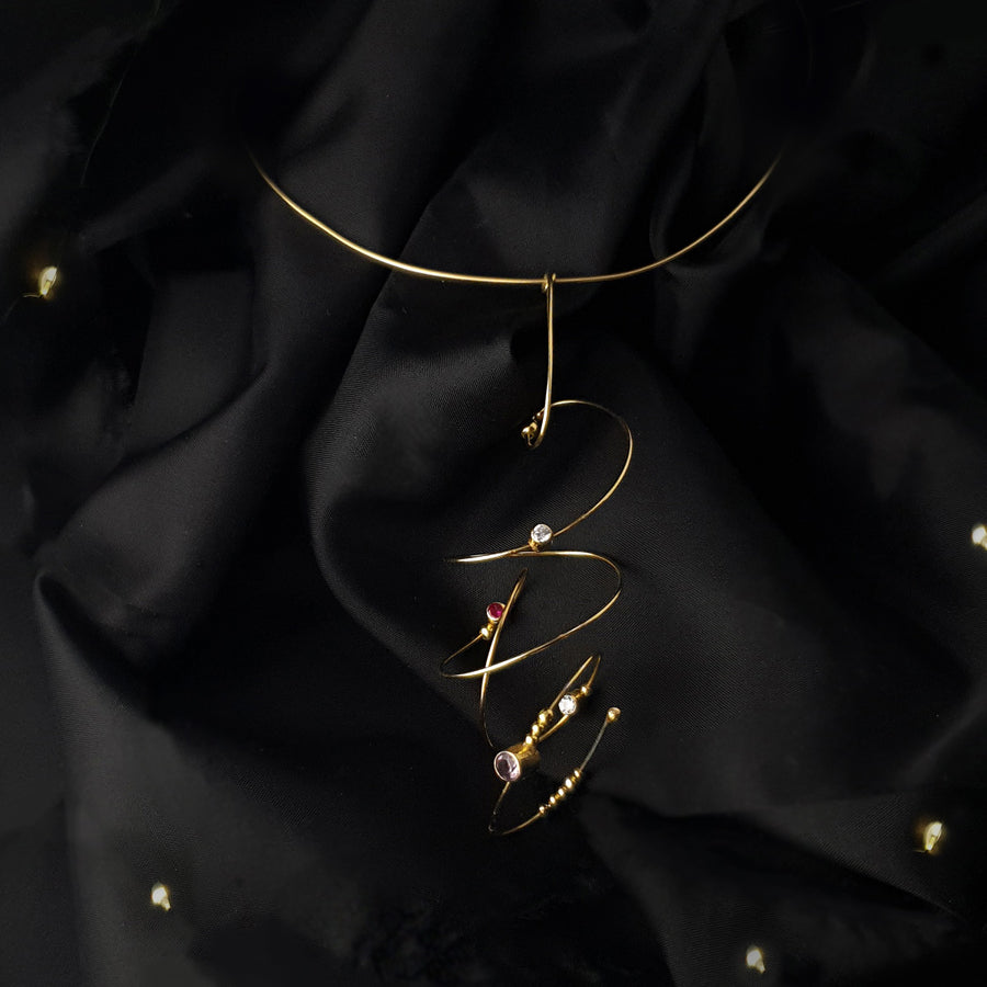 colier aur bijuterii granat ametist