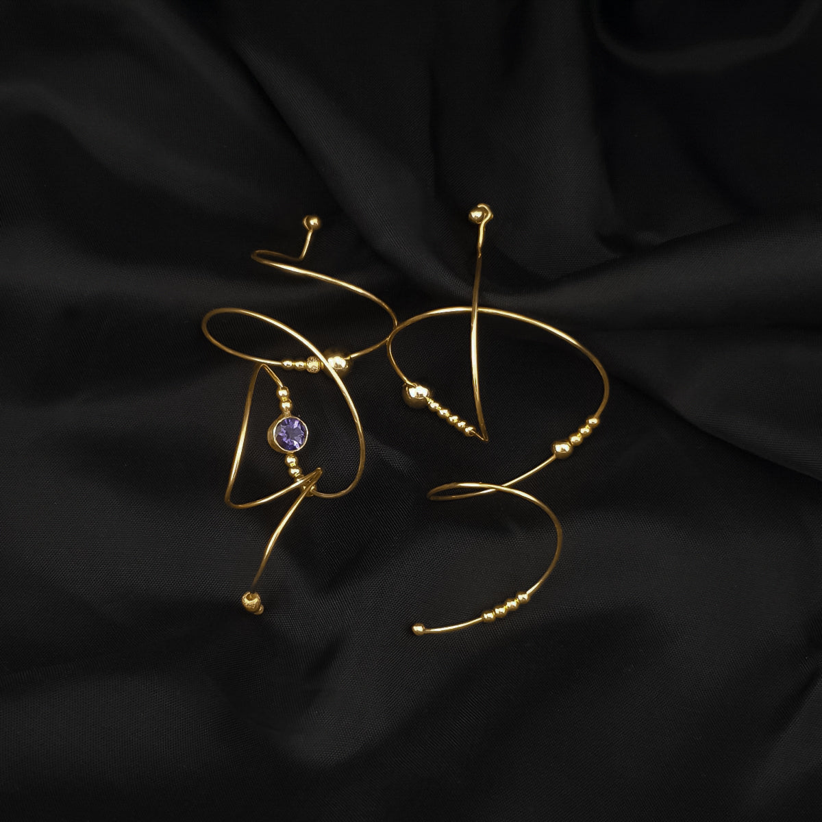 cercei lungi aur 14k galben piatra cadou handmade bijuterie contemporana