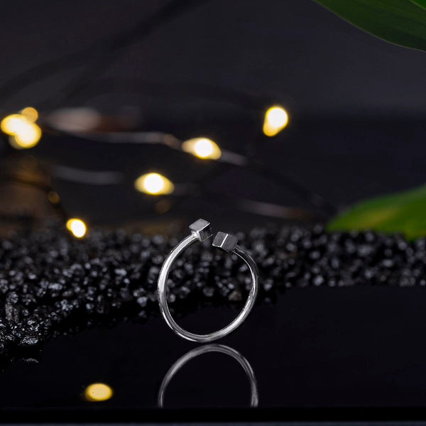 inel minimalist argint cuburi contemoran