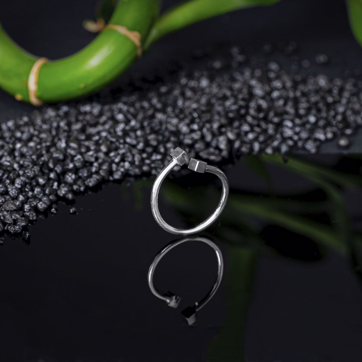 inel minimalist argint cuburi contemoran