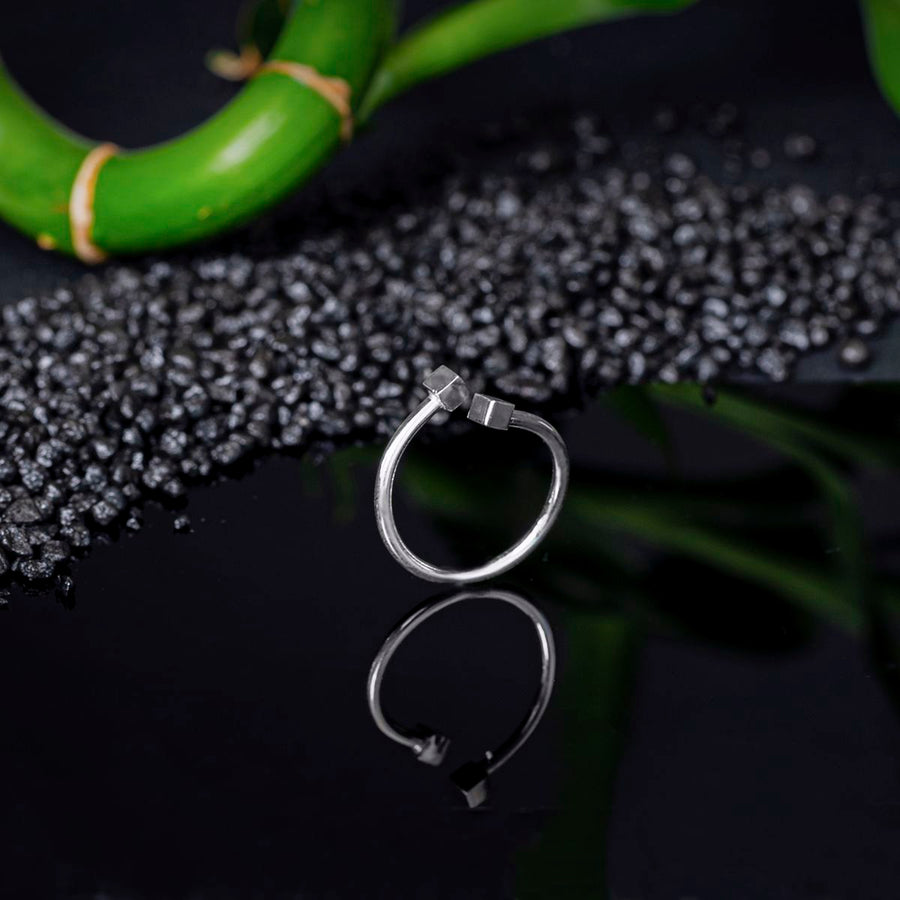 inel minimalist argint cuburi contemoran