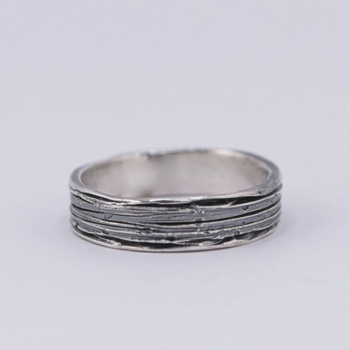 inel argint handmade textura organica rooted 