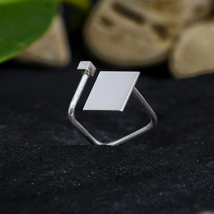 inel unicat argint geometric minimalist